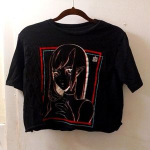 Hot Topic (Square Apple Studios) glitch effect elf girl crop top M